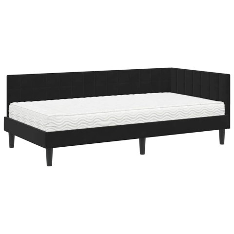 Rama Łóżka Narożnego z Materacem 2 pcs Czarny Aksamit