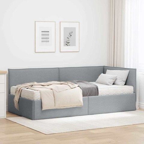 Rama Łóżka Narożnego z Materacem 2 pcs Jasnoszary Aksamit