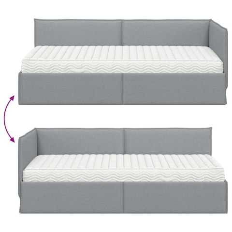 Rama Łóżka Narożnego z Materacem 2 pcs Jasnoszary Aksamit