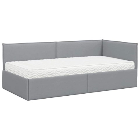 Rama Łóżka Narożnego z Materacem 2 pcs Jasnoszary Aksamit