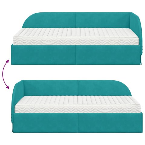 Rama Łóżka Narożnego z Materacem 2 pcs Turkusowy Aksamit