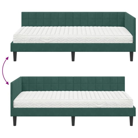 Rama Łóżka Narożnego z Materacem 2 pcs Zielony Aksamit