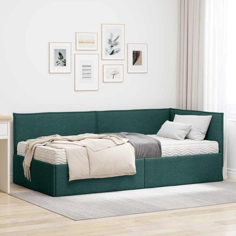 Rama Łóżka Narożnego z Materacem 2 pcs Zielony Aksamit
