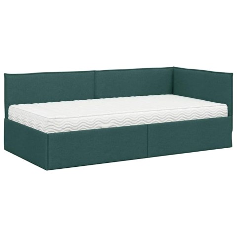 Rama Łóżka Narożnego z Materacem 2 pcs Zielony Aksamit