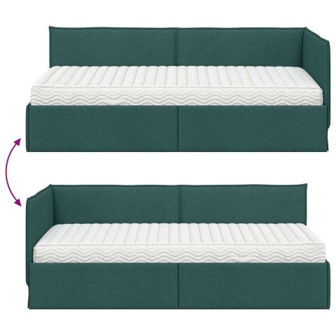 Rama Łóżka Narożnego z Materacem 2 pcs Zielony Aksamit