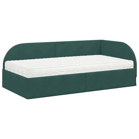 Rama Łóżka Narożnego z Materacem 2 pcs Zielony Aksamit