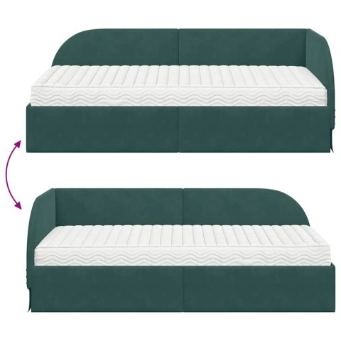 Rama Łóżka Narożnego z Materacem 2 pcs Zielony Aksamit