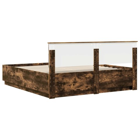 Ramka łóżka Dąb wędzony 200 x 200 cm Materiał drewnopochodny