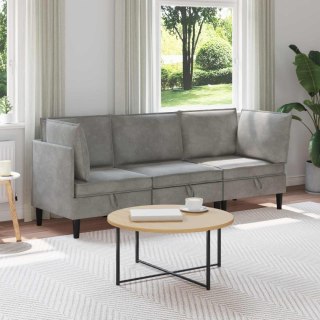 Zestaw mebli do salonu z poduszką 3 pcs jasnoszary Welur