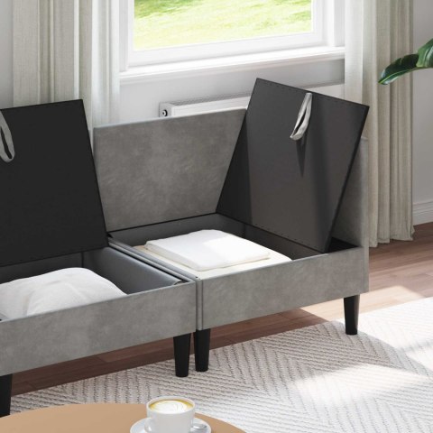 Zestaw mebli do salonu z poduszką 3 pcs jasnoszary Welur