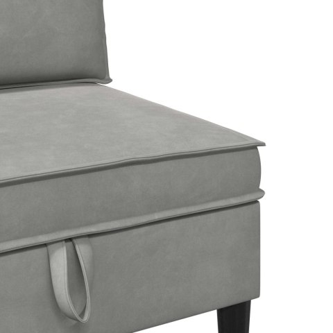 Zestaw mebli do salonu z poduszką 3 pcs jasnoszary Welur