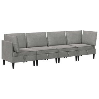 Zestaw mebli do salonu z poduszką 4 pcs jasnoszary Welur