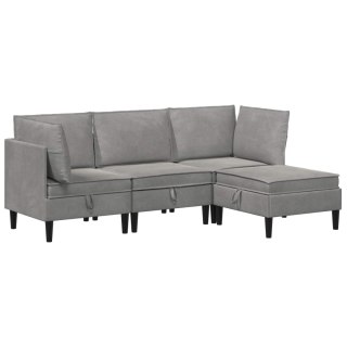 Zestaw mebli do salonu z poduszką 4 pcs jasnoszary Welur
