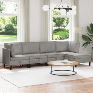 Zestaw mebli do salonu z poduszką 5 pcs jasnoszary Welur