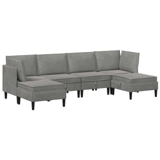 Zestaw mebli do salonu z poduszką 6 pcs jasnoszary Welur