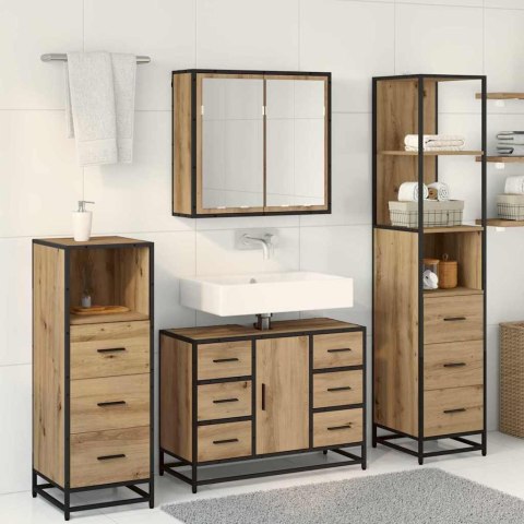 Zestaw mebli łazienkowych z szufladą 4 pcs dąb artisan