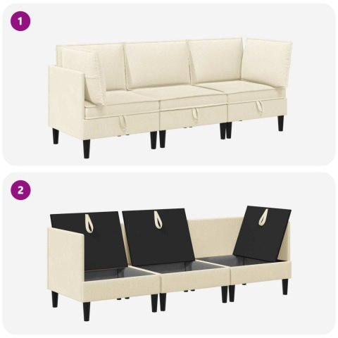 Zestaw mebli do salonu 3 pcs kremowy tkanina