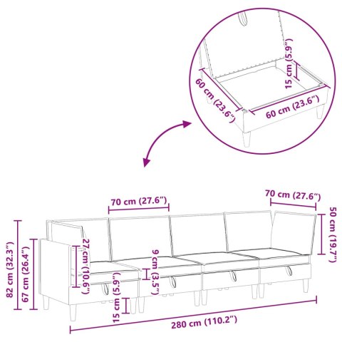 Zestaw mebli do salonu 4 pcs piaskowy tkanina