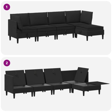 Zestaw mebli do salonu 5 pcs Czarny tkanina