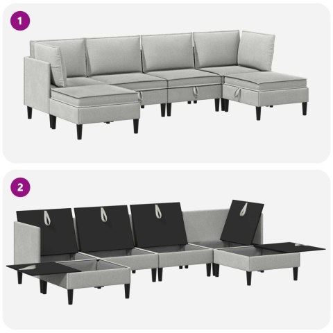 Zestaw mebli do salonu 6 pcs jasnoszary tkanina