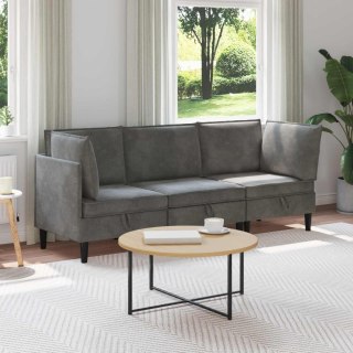 Zestaw mebli do salonu z poduszką 3 pcs ciemnoszary Welur