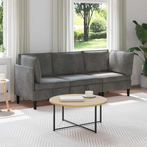 Zestaw mebli do salonu z poduszką 3 pcs ciemnoszary Welur
