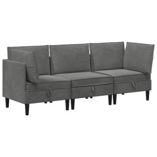 Zestaw mebli do salonu z poduszką 3 pcs ciemnoszary Welur