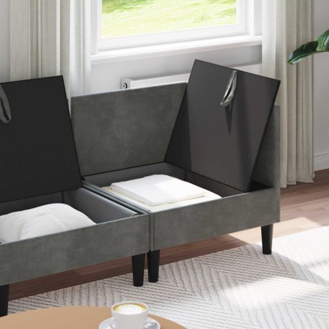 Zestaw mebli do salonu z poduszką 3 pcs ciemnoszary Welur