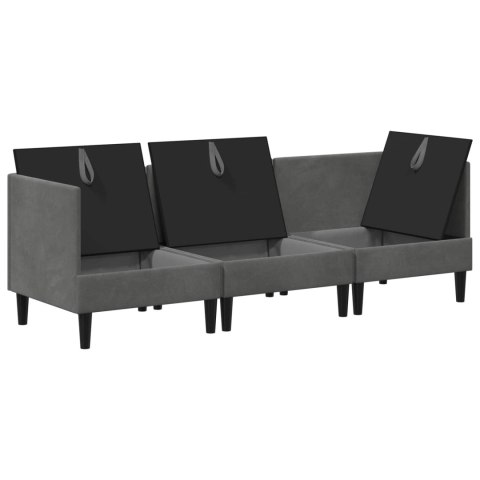 Zestaw mebli do salonu z poduszką 3 pcs ciemnoszary Welur