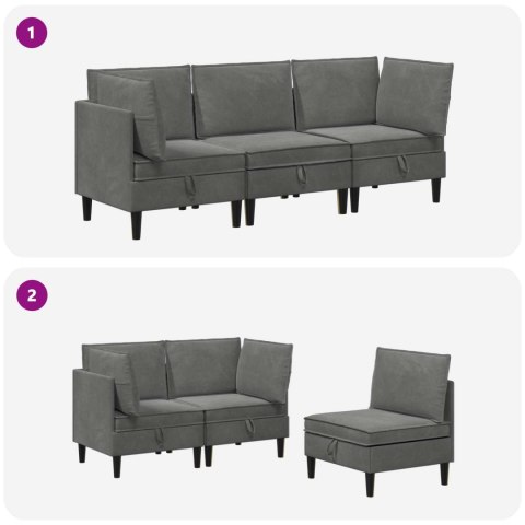 Zestaw mebli do salonu z poduszką 3 pcs ciemnoszary Welur