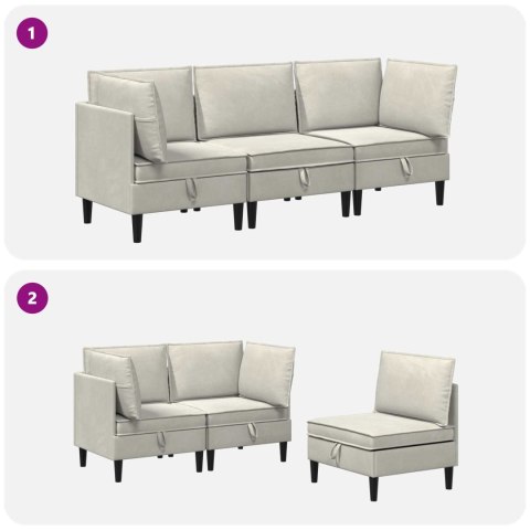 Zestaw mebli do salonu z poduszką 3 pcs kremowy Welur