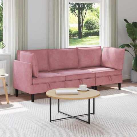 Zestaw mebli do salonu z poduszką 3 pcs różowy Welur