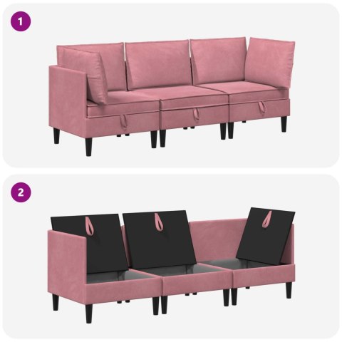 Zestaw mebli do salonu z poduszką 3 pcs różowy Welur