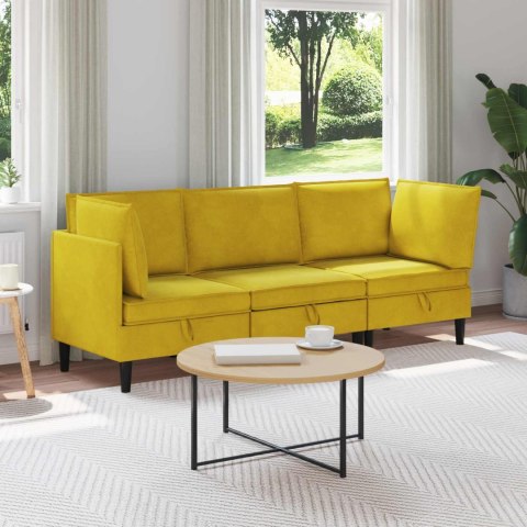 Zestaw mebli do salonu z poduszką 3 pcs żółty Welur