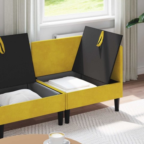 Zestaw mebli do salonu z poduszką 3 pcs żółty Welur
