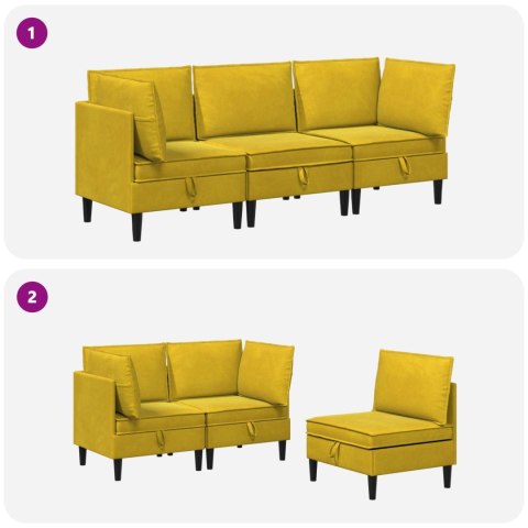 Zestaw mebli do salonu z poduszką 3 pcs żółty Welur