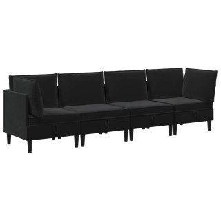 Zestaw mebli do salonu z poduszką 4 pcs Czarny Welur