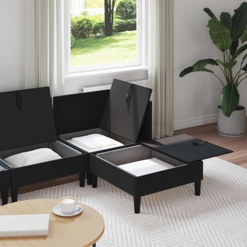 Zestaw mebli do salonu z poduszką 4 pcs Czarny Welur