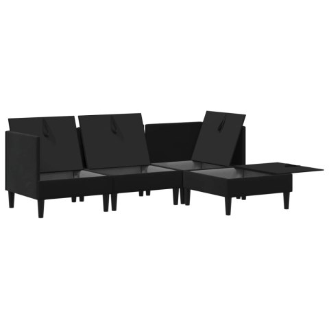 Zestaw mebli do salonu z poduszką 4 pcs Czarny Welur