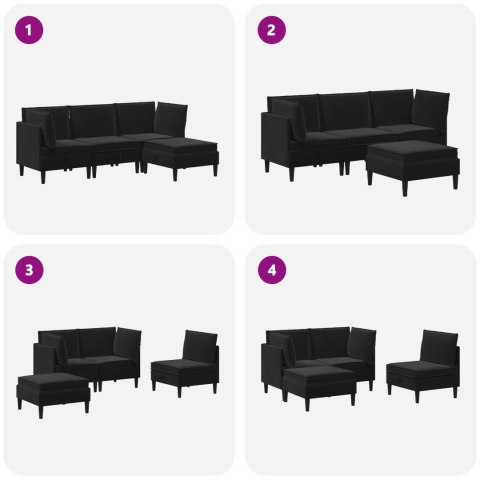 Zestaw mebli do salonu z poduszką 4 pcs Czarny Welur