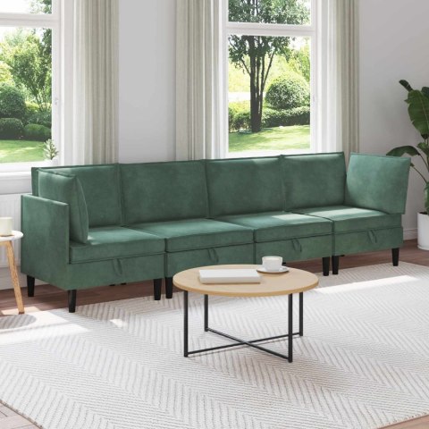 Zestaw mebli do salonu z poduszką 4 pcs Zielony morski Welur