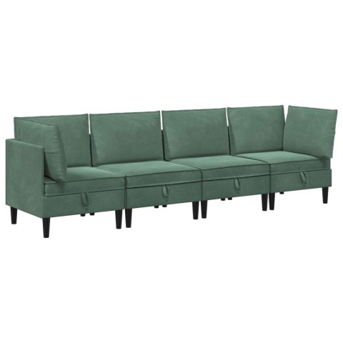 Zestaw mebli do salonu z poduszką 4 pcs Zielony morski Welur