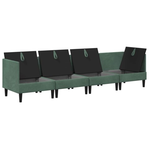 Zestaw mebli do salonu z poduszką 4 pcs Zielony morski Welur