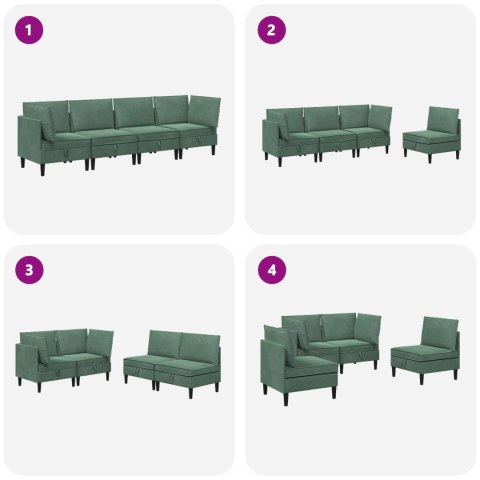 Zestaw mebli do salonu z poduszką 4 pcs Zielony morski Welur