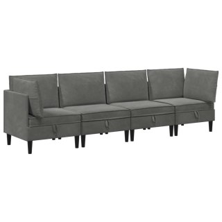 Zestaw mebli do salonu z poduszką 4 pcs ciemnoszary Welur