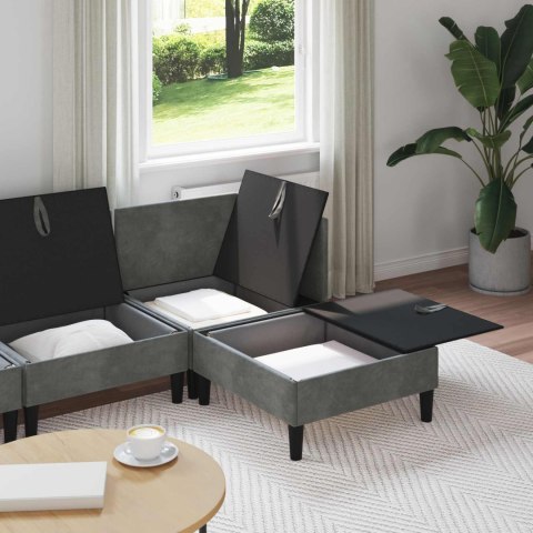 Zestaw mebli do salonu z poduszką 4 pcs ciemnoszary Welur