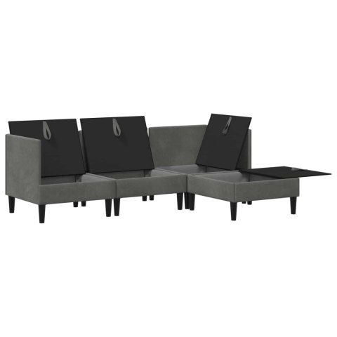 Zestaw mebli do salonu z poduszką 4 pcs ciemnoszary Welur