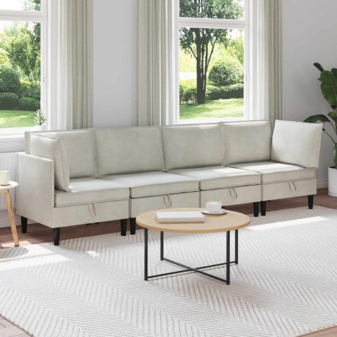 Zestaw mebli do salonu z poduszką 4 pcs kremowy Welur