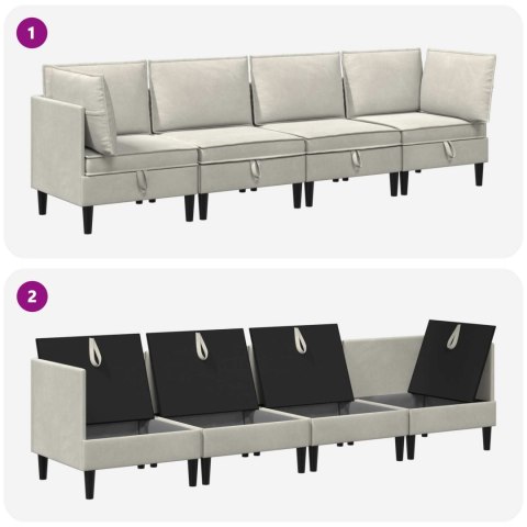 Zestaw mebli do salonu z poduszką 4 pcs kremowy Welur