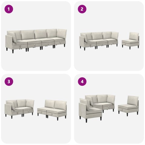 Zestaw mebli do salonu z poduszką 4 pcs kremowy Welur